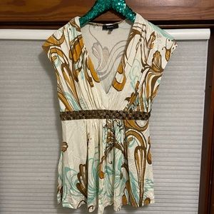 Express Vintage sleeveless top deep v babydoll final price